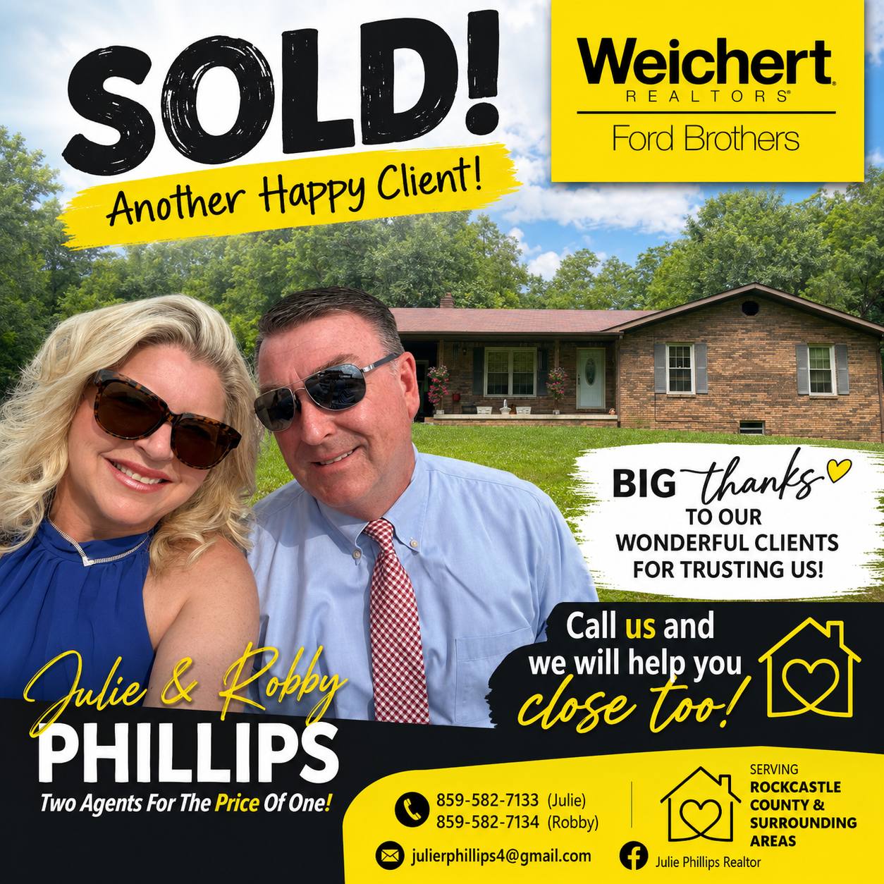 Julie and Robby with a happy real estate client